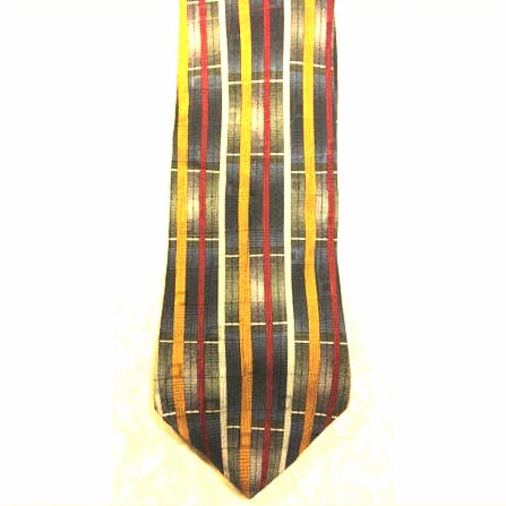 *Elizabeth Nell 100% Silk Tie Yellow Red Lines